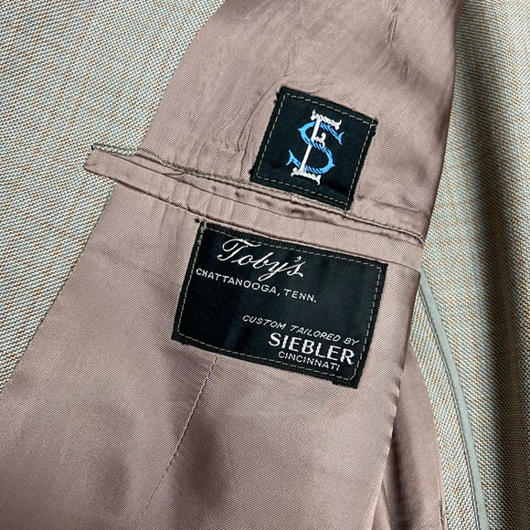 Vintage 1950s Tan w/ Orange Check Plaid Suit 38R - Picture 6 of 16